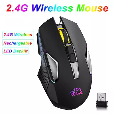 AU Wired Wireless Gaming Mouse RGB Backlit Mice 2400 DPI Mouse For PC Mac Laptop • $22.40