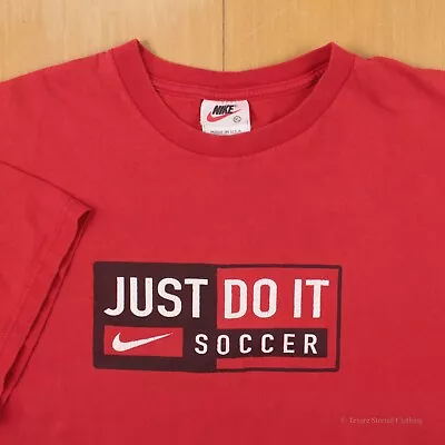 Vintage 90s NIKE SOCCER  Just Do It”  USA-made Red Tee T-Shirt XL • $19.99