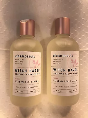$36.10 • Buy Lot 2 CLEAN BEAUTY Witch Hazel Rose Water And Aloe Facial Toner 8oz GLASS BOTTLE