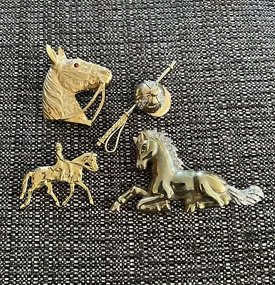 Vintage Goldtone Van Dell Horse Jockey Brooch Lot Of 4 • $55