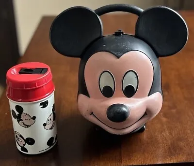 Vintage Mickey Mouse Lunch Box Aladdin  Original 1980s Disney USA With Thermos • $32