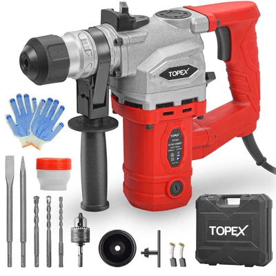 $89 • Buy TOPEX 1010W SDS+ Rotary Hammer Drill Demolition Jack Hammer Kit W/ Chisels Drill