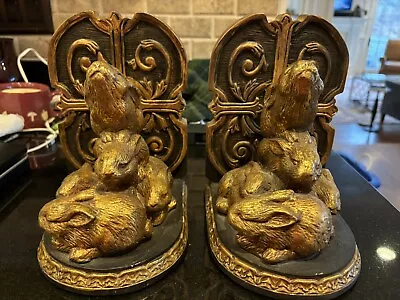 Black And Gold Heavy Rabbit Bookends • $39.99