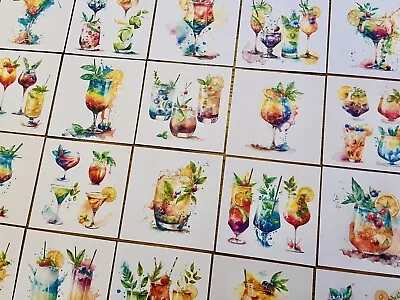 £2.69 • Buy 6x Watercolour Cocktail Card Toppers Birthday Mothers Day Drinks Card Making
