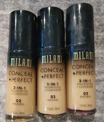 3  Pack Milani Conceal + Perfect 2-in-1 Foundation + Concealer 02 Natural  • $25