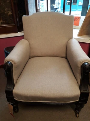 £450 • Buy Newly Upholstered Victorian Ebonised Armchair