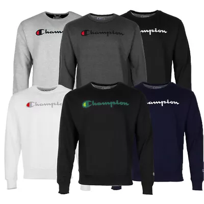 Champion Men's Fleece Sweatshirt Powerblend Long Sleeve Crew Neck Script Logo • $28.19