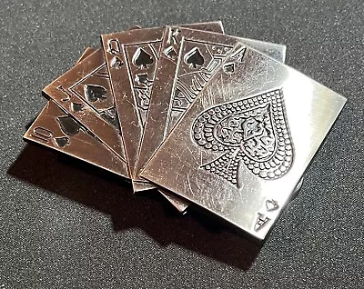 ⚫️ Playing Cards Belt Buckle Spade Royal Flush Silver Metal Poker • $16