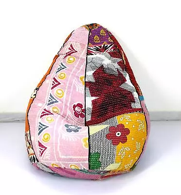 Handmade Sacco Chair Cotton Kantha Bohemian Bean Bag Stool Chair Indian Art • $49.99