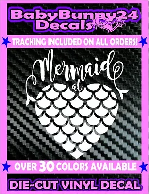 Mermaid At Heart Vinyl Decal Sticker Car Truck Laptop Ocean Girl Beach Wave Sea • $5.99