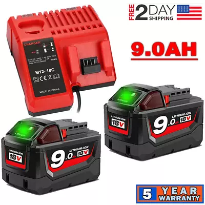 For Milwaukee M18 Lithium XC 9.0AH Extended Battery 48-11-1890 High Capacity LED • $38.92