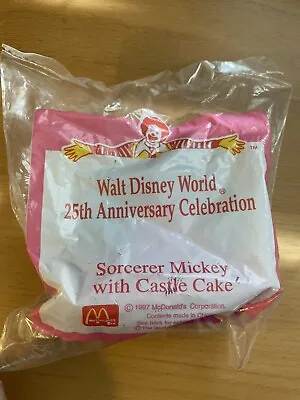 RARE Vintage Disney World 25th Anniversary Sorcerer Mickey With Castle Cake NIP • $12.99