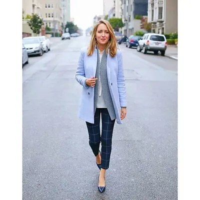 Rachel Zoe Hygge Sky Blue Boiled Wool Blend Jacket Coat Peacoat La Garconne S • $115