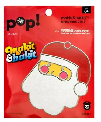 NEW Makit & Bakit Xmas Ornament Kit SANTA Stained Glass Suncatcher Crystals Melt • $14.95