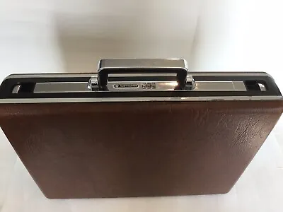 Vintage Samsonite Briefcase Omega Hard Shell Combo Lock Attaché Brown • $69