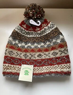 Pachamama Beanie Hat. Wool. Brand New With Tags Red Grey Beige. Fleece Lined. • £19.99