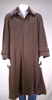 Zilli Recent Brown 100% Cashmere W/ Real Fur Collar Full Length Overcoat 42/L • $1495