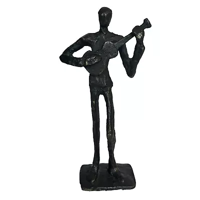 MCM Brutalist Bronze Guitar Player Statue Sculpture Jazz Band Musician 8  Approx • $59.95