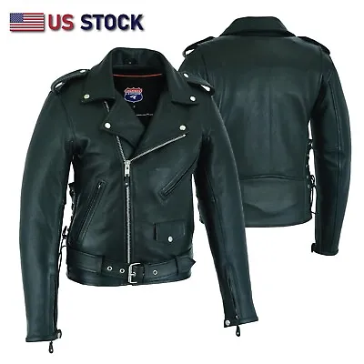 Highway Leather Old School Police Style Motorcycle Leather Jacket  2 Ammo Pocket • $84.99