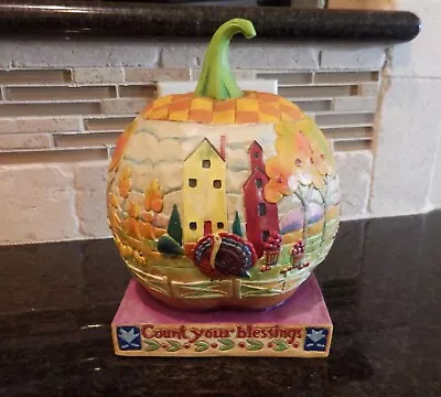 JIM SHORE F118757 HEARTWOOD CREEK COUNT YOUR BLESSINGS PUMPKIN 9  Tall FIGURINE • $24.95