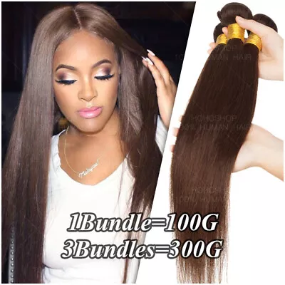 Thick Virgin Remy Human Hair Extensions Weave Weft 3Bundles 300g Long 1B #02 #04 • $98.76