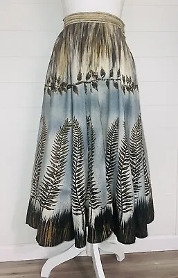 Vtg Border Print Circle Skirt Ferns Leafs Sequins Size XS/S • $49.30