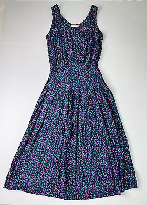 VTG S.ROBERTS Midi Dress Sz 3 Waist-Defined Boho Print Summer Soft 80s/90s Retro • $35