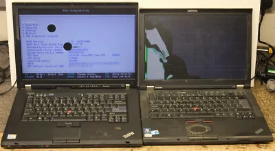 2x Laptops For Repairer : ThinkPad T500 & T410 Damaged Screens No HDD. 1x PSU. • £160