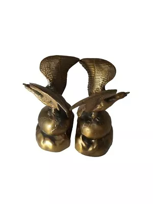 Vintage Pair American Eagle On Globe 7” Bookends Cornell 1062 Bronze Look • $53.99