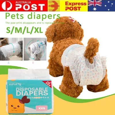 Pet Dog Hygiene Diapers Nappy Male Female Disposable Wraps Sanitary Underwear AU • $13.75