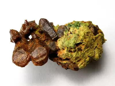 MINERALS : PARISITE-Ce CRYSTALS WITH GREEN ANNABERGITE SNOWBIRD MINE IN MONTANA • $31.98