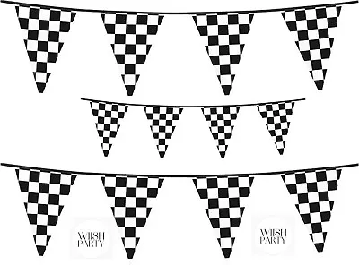 F1 Grand Prix Checkered Flag Racing Party Banner Bunting Black White Decorations • £4.29