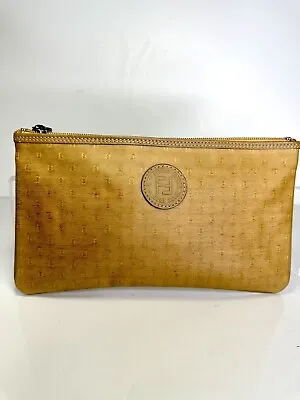 Vintage FENDI Sas FF Logo Signatures Monograms Clutch Cosmetic Toiletery Bag • $56.91