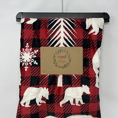 Thro By Marlo Lorenz Sherpa 50x70 Red Throw Blanket Christmas Holiday White Bear • $34.99