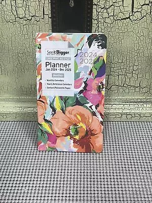 Large Print 2024 2025 2-Year Monthly Pocket Purse Planner Calendar Floral 2Pg/Mo • $8.88