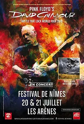 DAVID GILMOUR  RATTLE THAT LOCK WORLD TOUR 2016 FRANCE CONCERT POSTER-Pink Floyd • $20.20