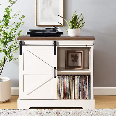 Sideboard Buffet Storage Cabinet With Sliding Barn Door Farmhouse Coffee Cabinet • $169.99