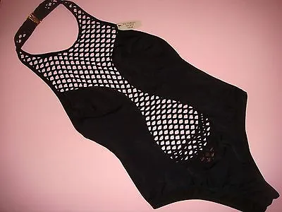 NWT Victoria's Secret S One-piece MONOKINI High-neck Black Fishnet • $79.99