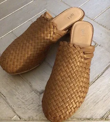 NWT - J.Jill - Woven- Leather-Gold Nailhead-Clogs-Mules-Slip On-Shoes-Sz 10-NEW! • $24.50