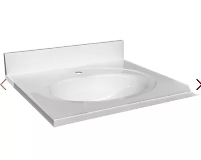 25x 22 Cultured Marble White Round Single Sink Vanity Top In White  552810 W/W • $28