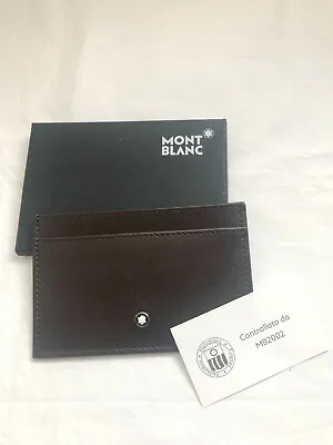 Montblanc Dark Brown Leather Business Card Holder For Wallet Bag Pen Watch  • $99