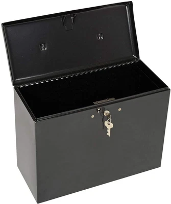 $34.12 • Buy File Box With Lock, Large Locking File Box For Documents, Steel Loc