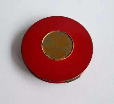 3.5  Vintage Makeup Powder Compact Purse Mirror Red Empty • $12.99