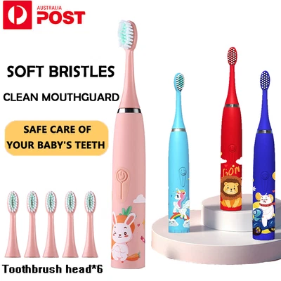 $19.94 • Buy Sonic Electric Toothbrush Kids Automatic 6 Heads Children Brush Age 2-15 New