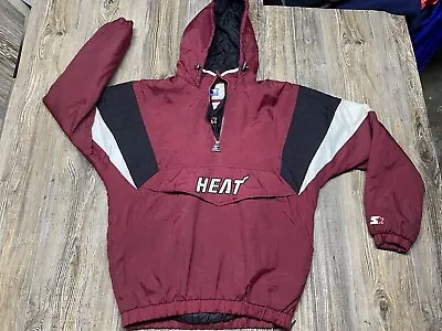 Vintage Miami Heat Starter Jacket Pullover Quilted Lined 90s Sz M Medium • $150