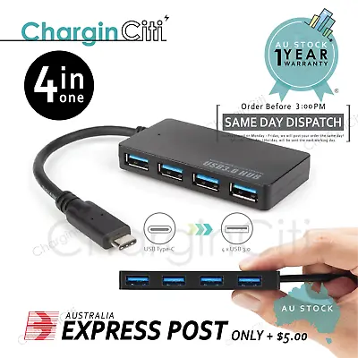 $15.99 • Buy Multi USB Type C To USB 3.0 Hub 4 Ports Slim Adapter 5Gbps For PC Laptop Tablet