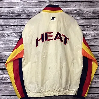 Vintage Miami Heat Windbreaker Jacket Mens XL White STARTER NBA 90s Rare • $150