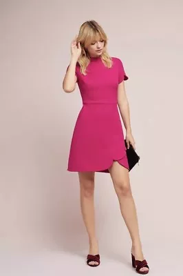 NEW Shoshanna Katheryn Mock Neck Tulip Hem Dress Size 2 Pink Crepe Z261-25 • $139.99