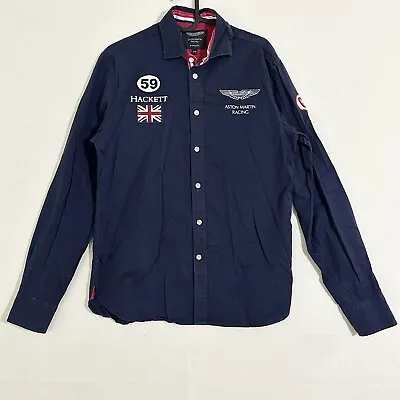 Hackett Aston Martin Racing Navy Blue Button Up Shirt Size 15/16 YRS • $19.98