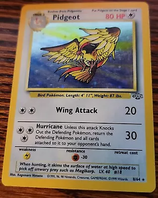 $15.99 • Buy Pidgeot 8/64 LP Holo Rare Jungle Set Unlimited Edition Pokemon Card 1999 WOTC